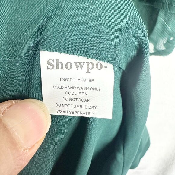Showpo Dangerous Woman Maxi Dress Size 10 Emerald Plunge Thigh Split New - Picture 9 of 9